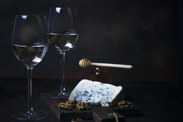Champagne Collet ay France, Collet Brut served with blue cheese wine