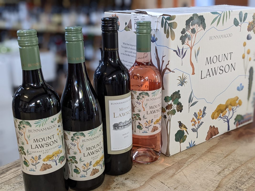 Mount Lawson Wines, Shiraz Rose Merlot and Cabernet Sauvignon. Introducing Bunnamagoo Estate’s New Wine Labelling for Mount Lawson